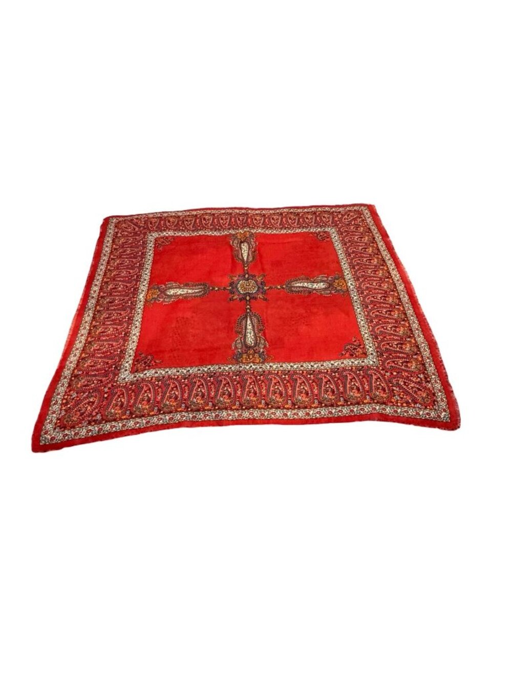 Art Institute of Chicago 100% Wool Persian Style Paisley Square Scarf 30" Red